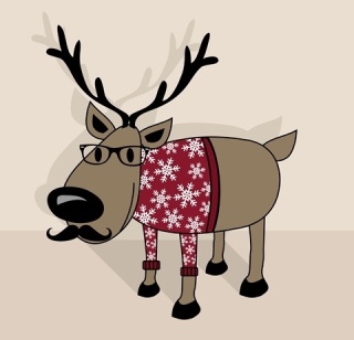Merry Christmas and happy new year hipster reindeer